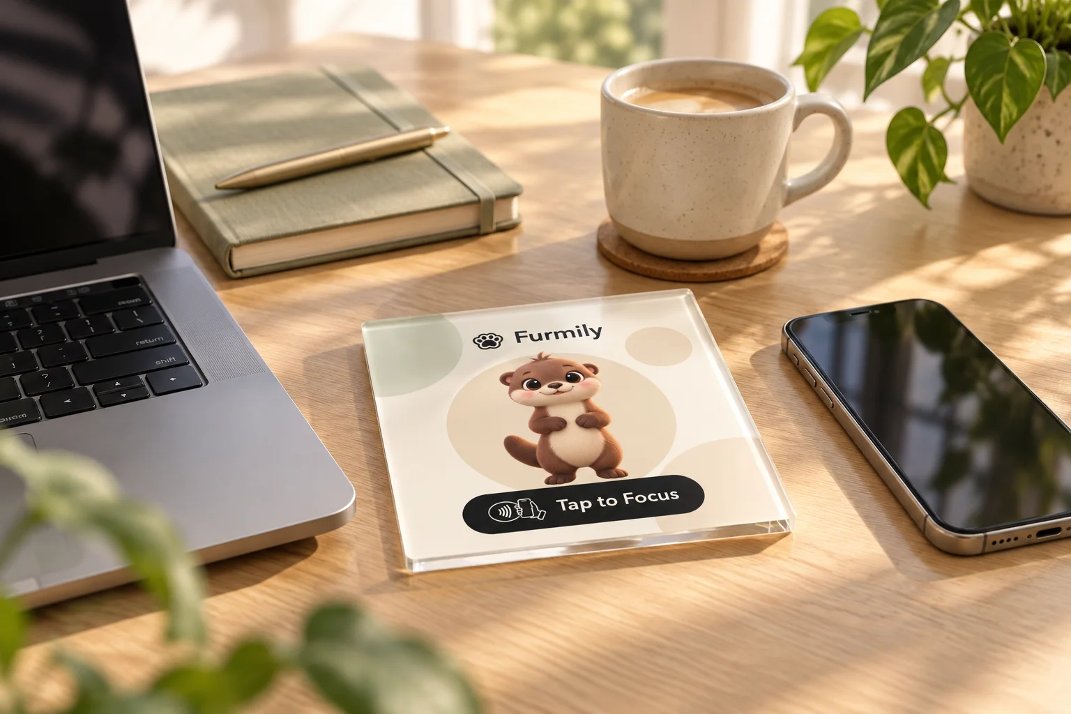 Furmily Tap to Focus on a desk — concept illustration