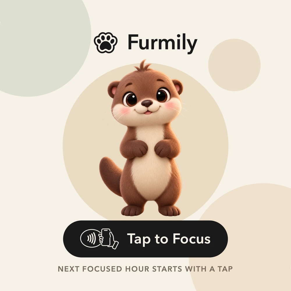The original Furmily Tap to Focus sticker design